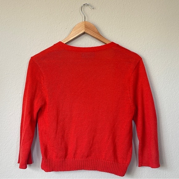 Wooden Ships by Paola Buendía Open Knit Cardigan Size M/L | Orange Red - Picture 2 of 8